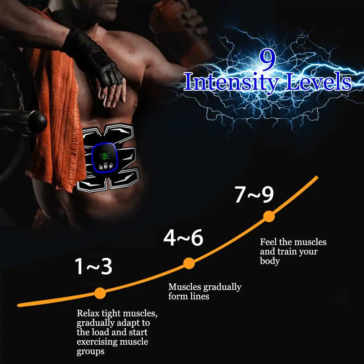 LCD Electric Muscle Stimulator Rechargable Abs Massage Vibrators Training Gear Body Relaxation EMS Trainer Equipment Set | Спорт и