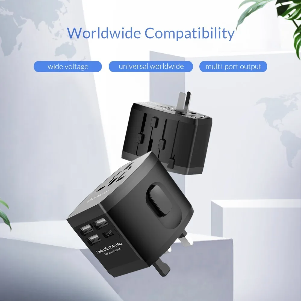 Дорожный адаптер ORICO Международная штепсельная розетка Все в одном 3 USB 1 Type C 5V3.4A