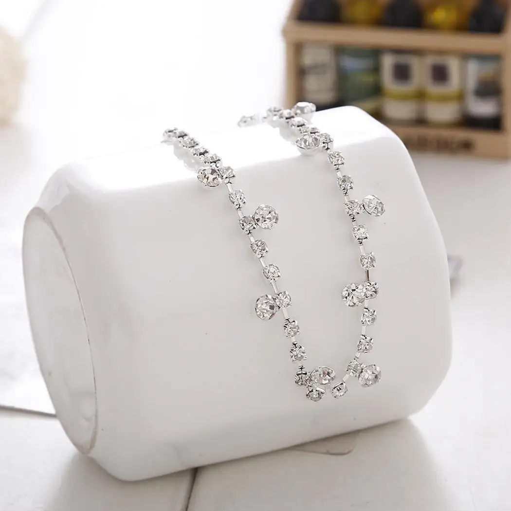 Women Casual Geometric Fashion Silver Alloy Anklet Rhinestone Wedding | Украшения и аксессуары