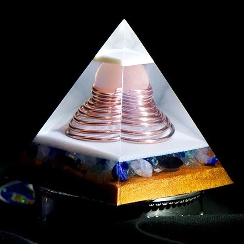 AURA REIKI Orgonite Six-pointed Reiki Pyramid Change Family Contradiction Bring Lucky Crystal Resin Pyramid Chakra Decoration