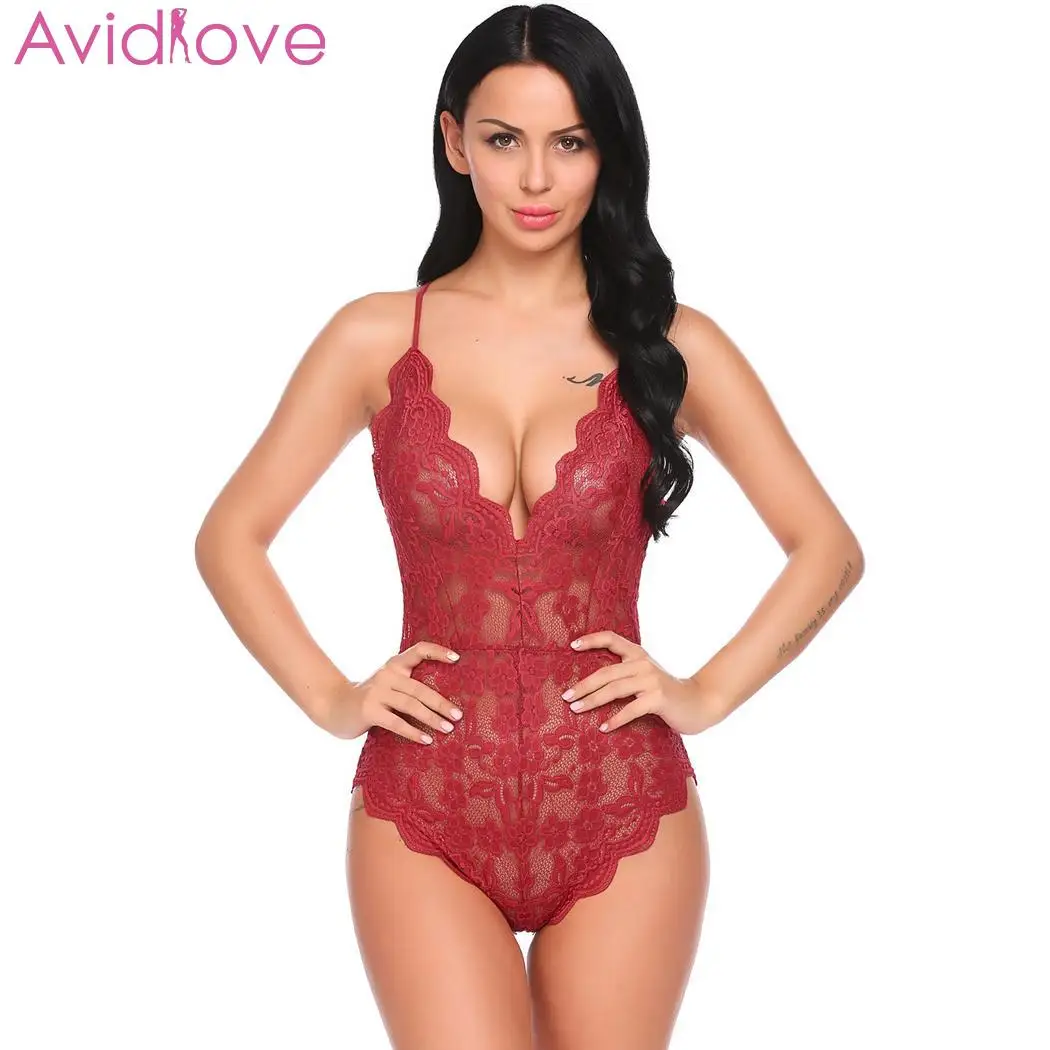 Женское кружевное нижнее белье Avidlove цельное с лямкой на шее топ для сна большого