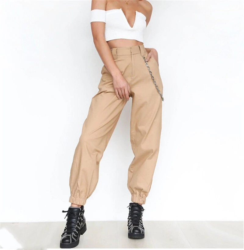 Новинка женские шаровары длинные брюки-карго хлопковые шикарные с высокой