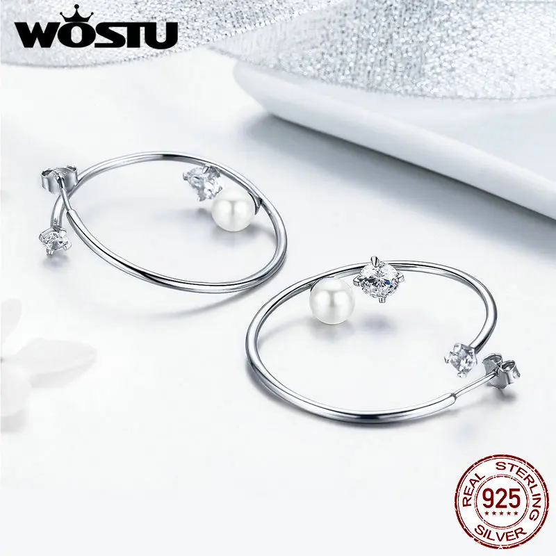 Женские серьги кольца WOSTU из серебра 925 пробы с нимбом|Серьги| |