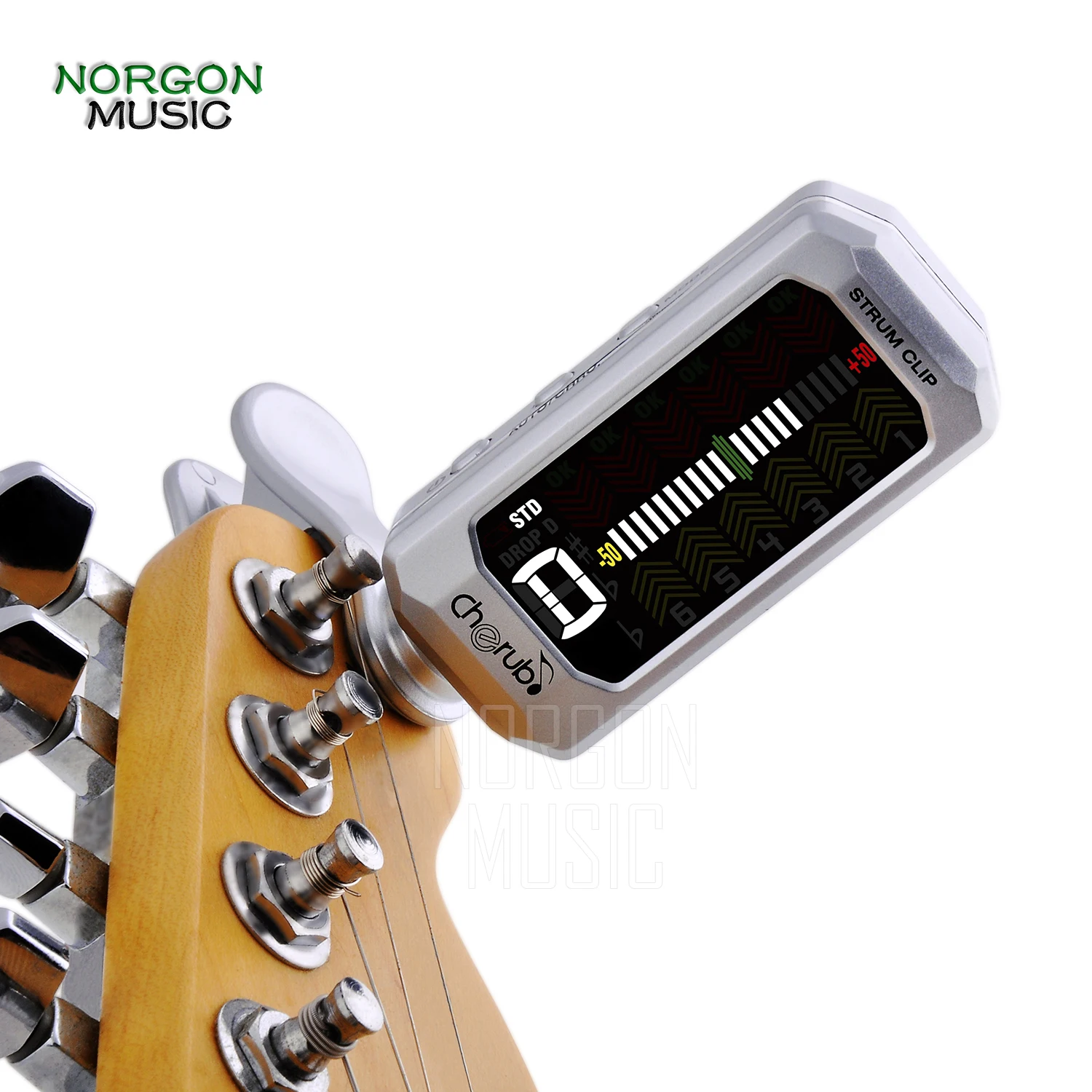 Гитарный тюнер Cherub с зажимом USB Перезаряжаемый литиевый аккумулятор тюнинговое 6