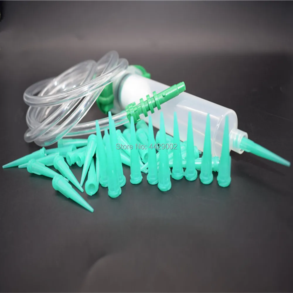 

100pcs Epoxy Sealant Silicone Solder Pastes 18G Tapered Dispensing Tips + 30cc Dispensing Syringe Barrel + 30cc Syringe Adapter