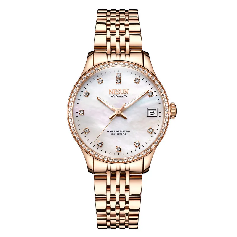 Switzerland Top Luxury Brand NESUN Japan MIYOTA Automatic Mechanical Women's Watches Waterproof Diamond Auto Date Watch N9202-4 enlarge