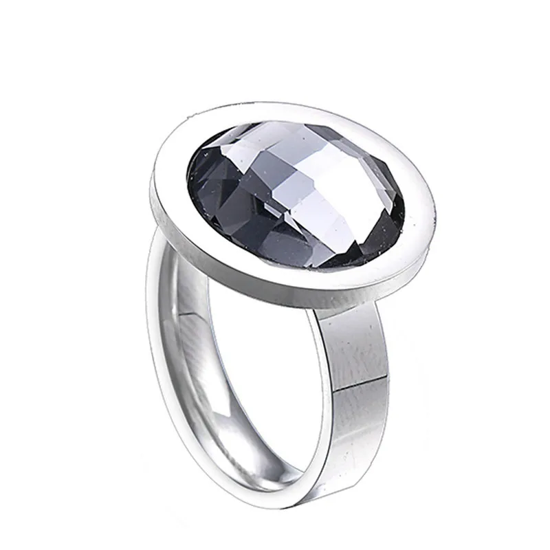 Женское серебряное кольцо из нержавеющей стали Black Friday One Big Aaa Crystal круглые