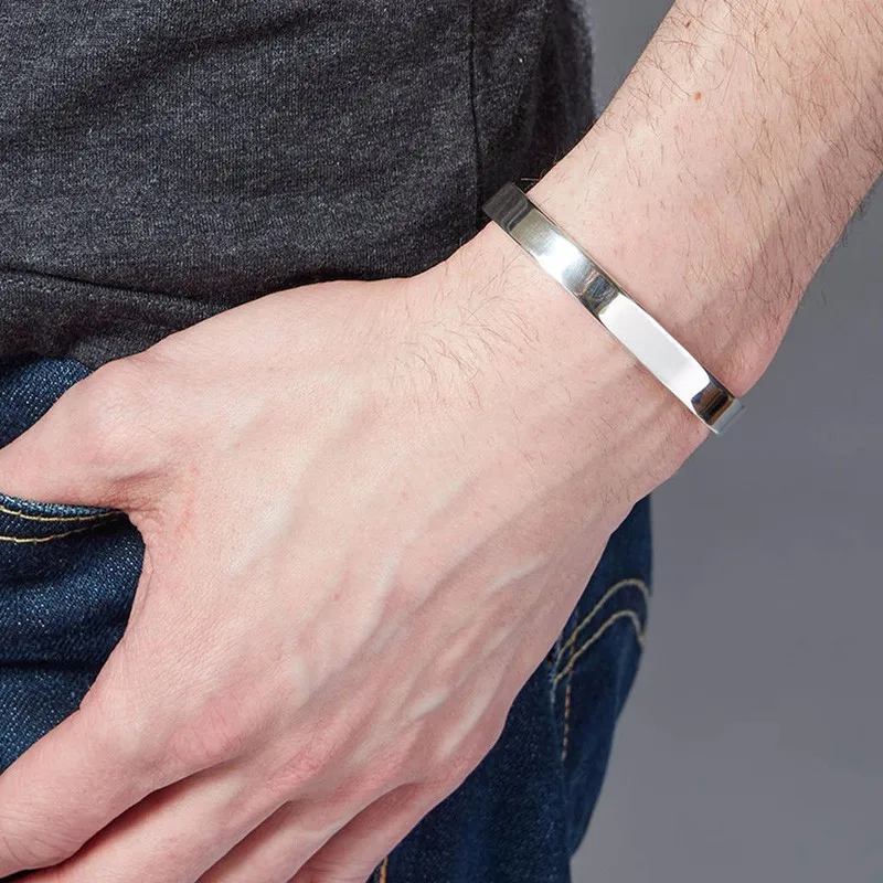 

6MM 8MM Classic Flat Torque Bangle Bracelet for Men 8mm Stainless Steel Grange Cuffs Bangle Polish Finish Comfort-fit