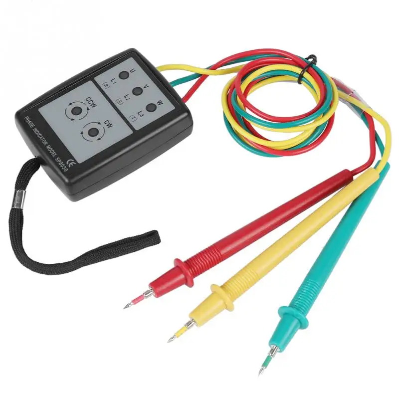 SP8030 цифровой индикатор вращения фазы LED Buzzer измеритель последовательности фаз 200