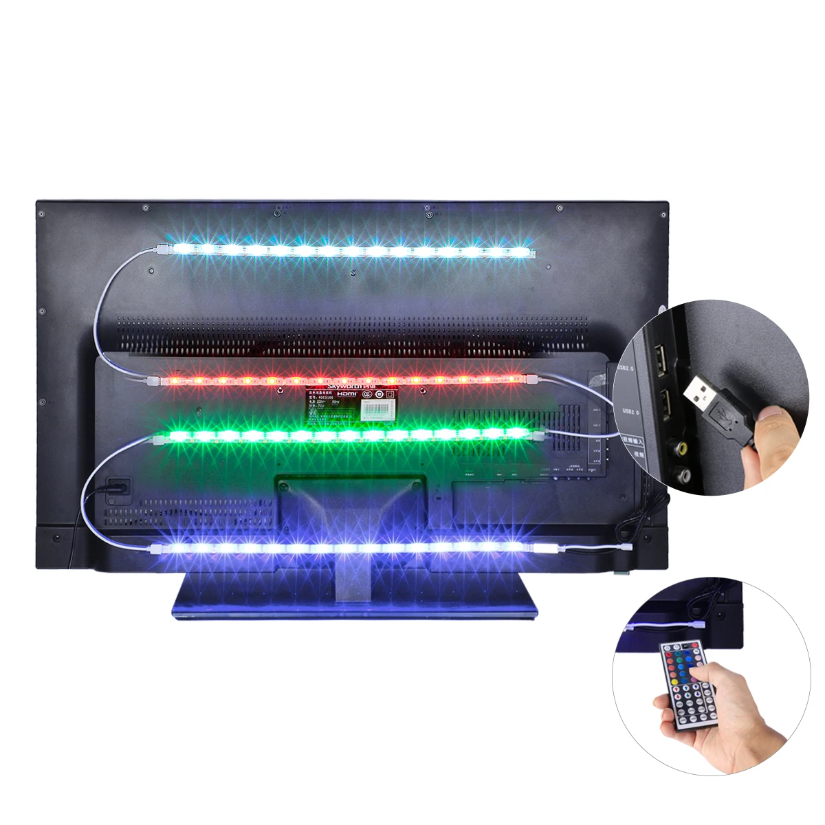 Новая светодиодная лента RGB 5050 2 м для домашнего кинотеатра комплект