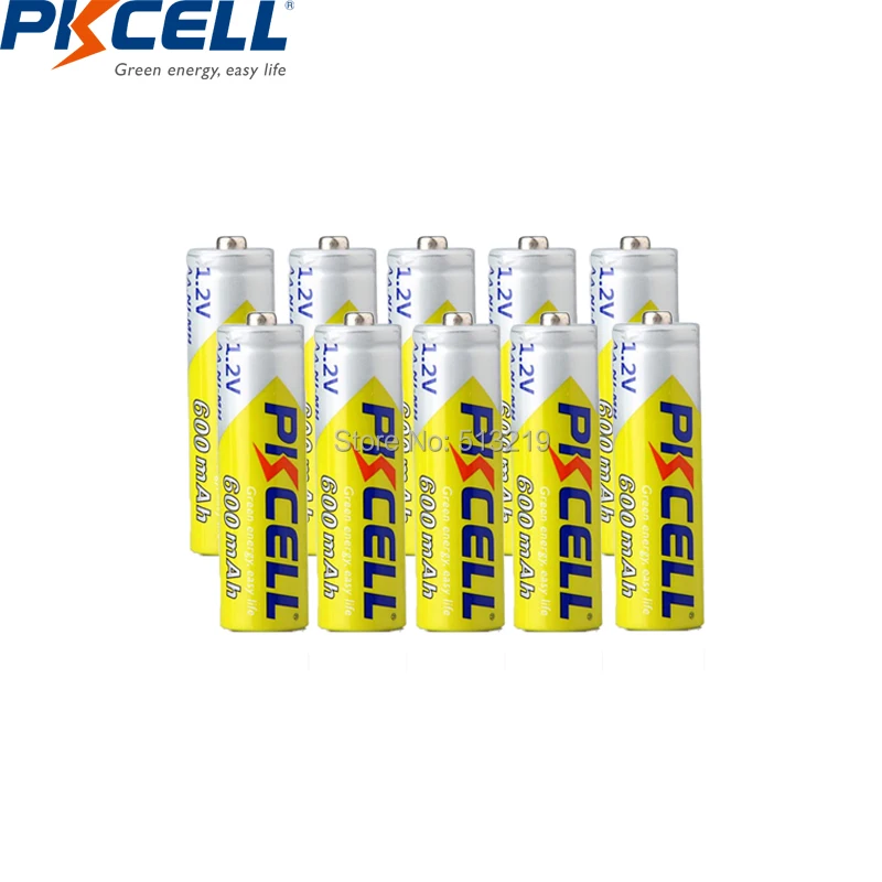 

10PCS PKCELL aa battery 600MAH 1.2V 2A rechargeable batteries NI-MH aa batteria recharge for flashlight toys