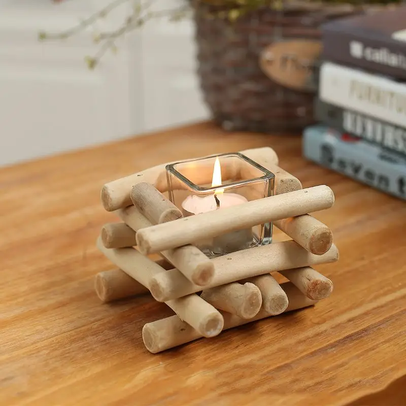 Натуральные Деревянные Подсвечники орнамент ручной работы украшения driftwwood