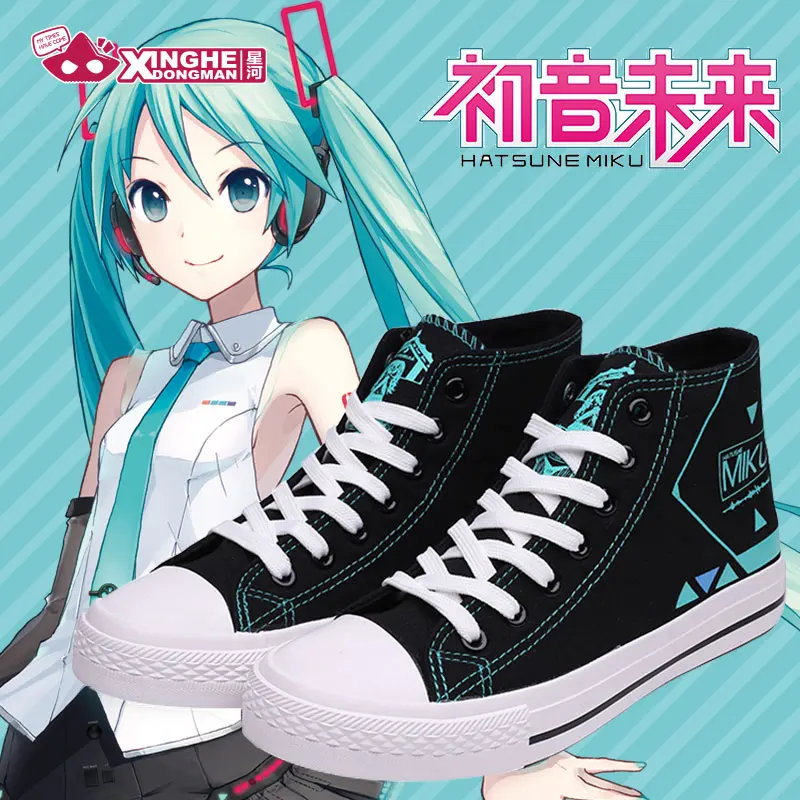 Milky Way Аниме Хацунэ Мику высокие VOCALOID парусиновые кроссовки унисекс Miku