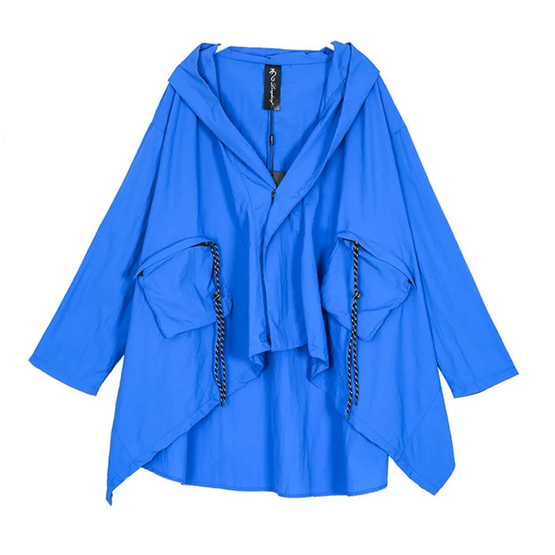 LANMREM 2019 большой размер тонкий тип с капюшоном короткий ветровка для женщин новая