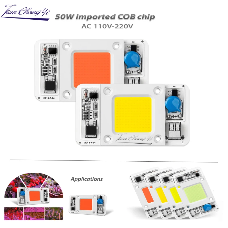 Светодиодная лампа 50 Вт COB Smart IC AC 220 В 110 Драйвер Белый теплый холодный полный