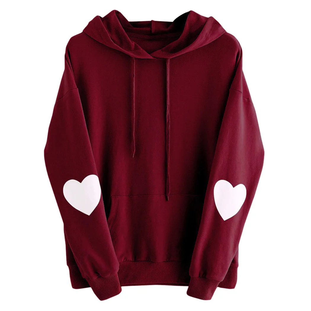 Толстовка с капюшоном Kawaii Женская в стиле Харадзюку принтом виде сердца