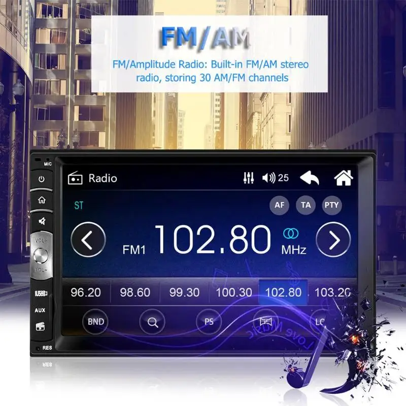 7 0 дюймов HD Touch 2DIN Автомагнитола для автомобиля стерео Мультимедиа MP5 плеер вид
