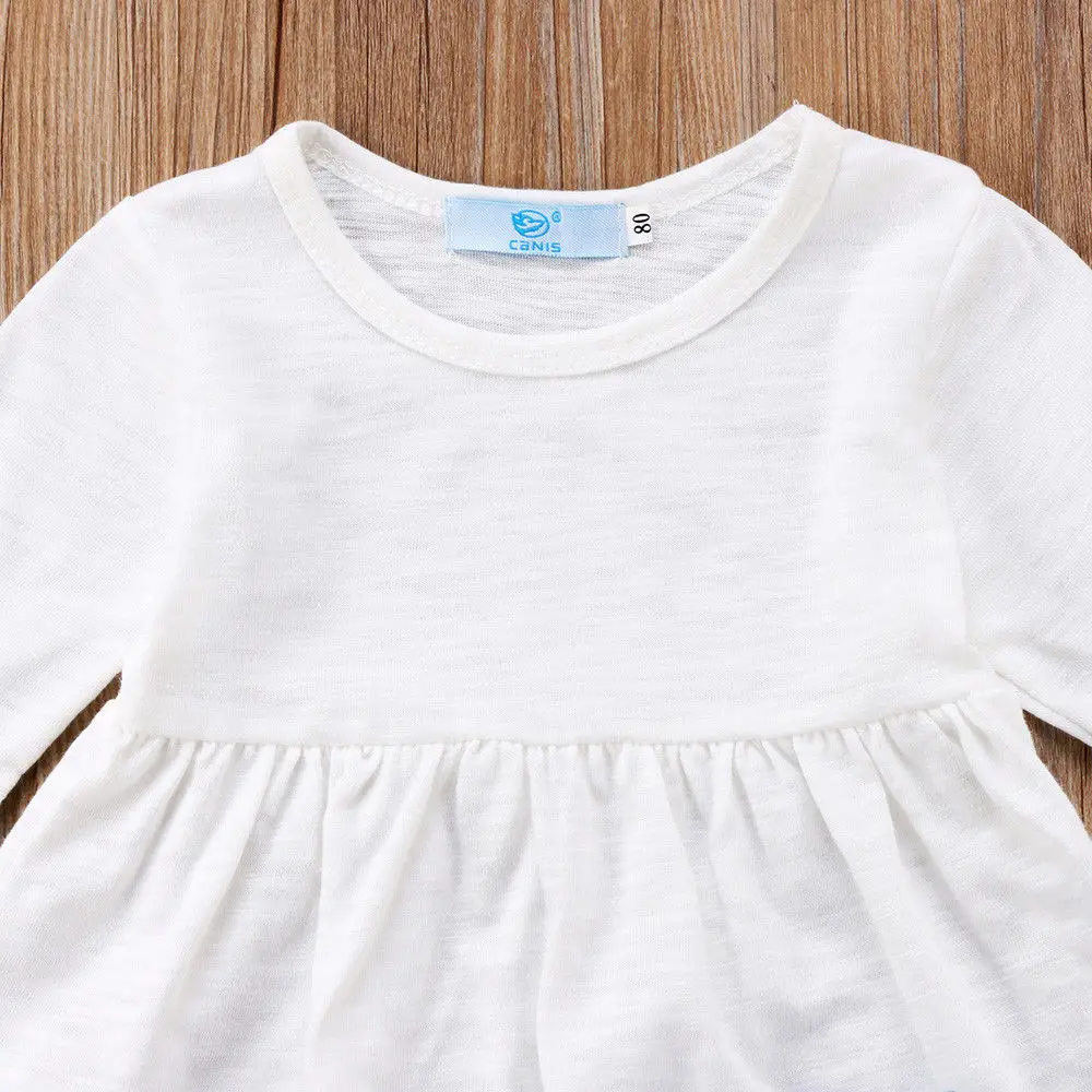 От 1 до 6 лет модная детская одежда для маленьких девочек туника белые топы платье