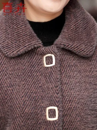Женское зимнее шерстяное пальто больших размеров 4XL Элегантное длинное для
