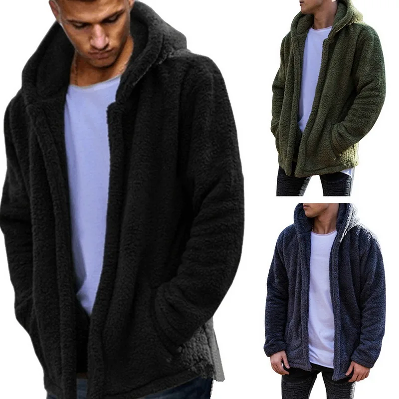 Laamei Men's Jacket Casual Solid Color Warm Fleece Hooded Fashion Shirt warm winter thickened windbreaker | Мужская одежда