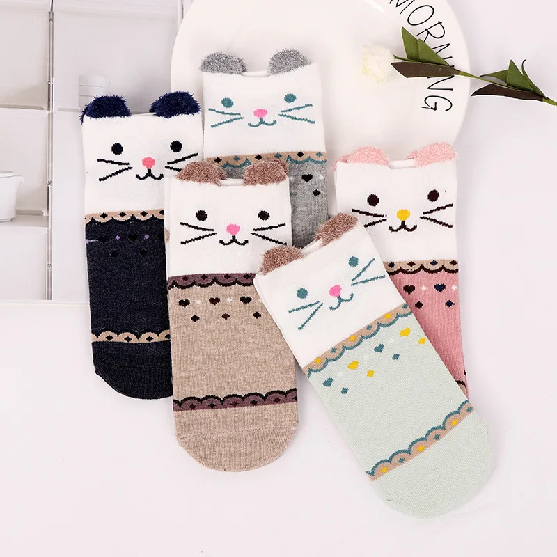 Модные милые короткие женские Носки с рисунком из мультфильма 1 пара = 2 шт.