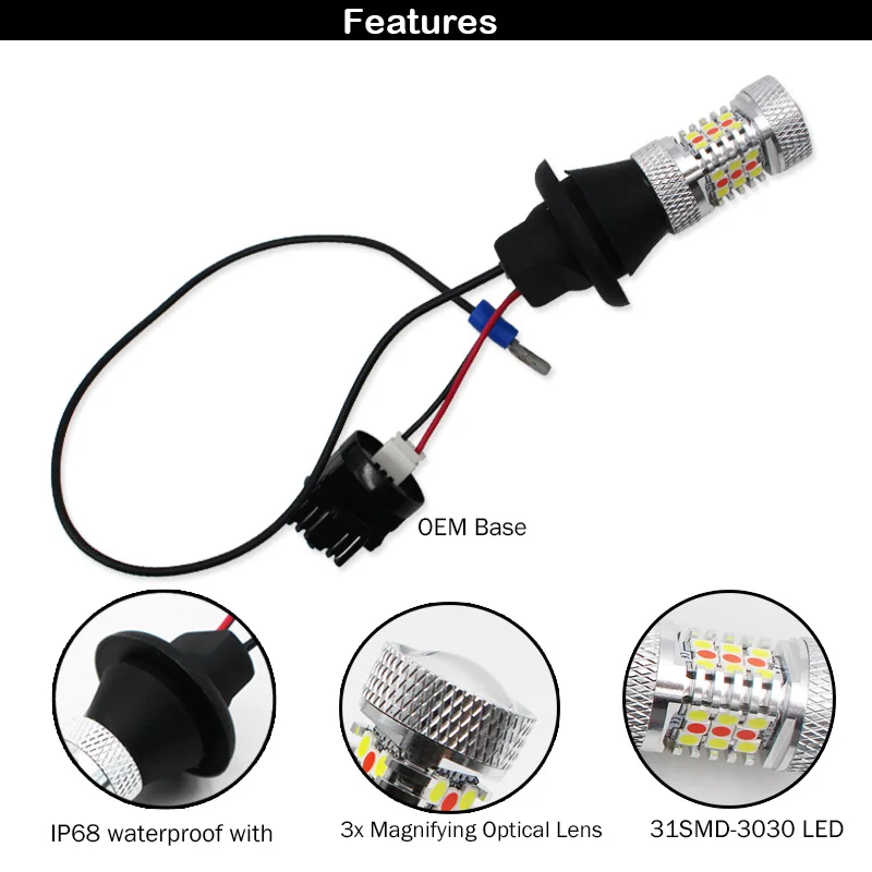 2шт 31 SMD белый/красный двойной цвет 7440 T20 992A светодиодный Сменные лампы для