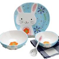 new cute childrens animal tableware set creative bowl plate cartoon fruit ceramic bowl tableware 4 piecessets