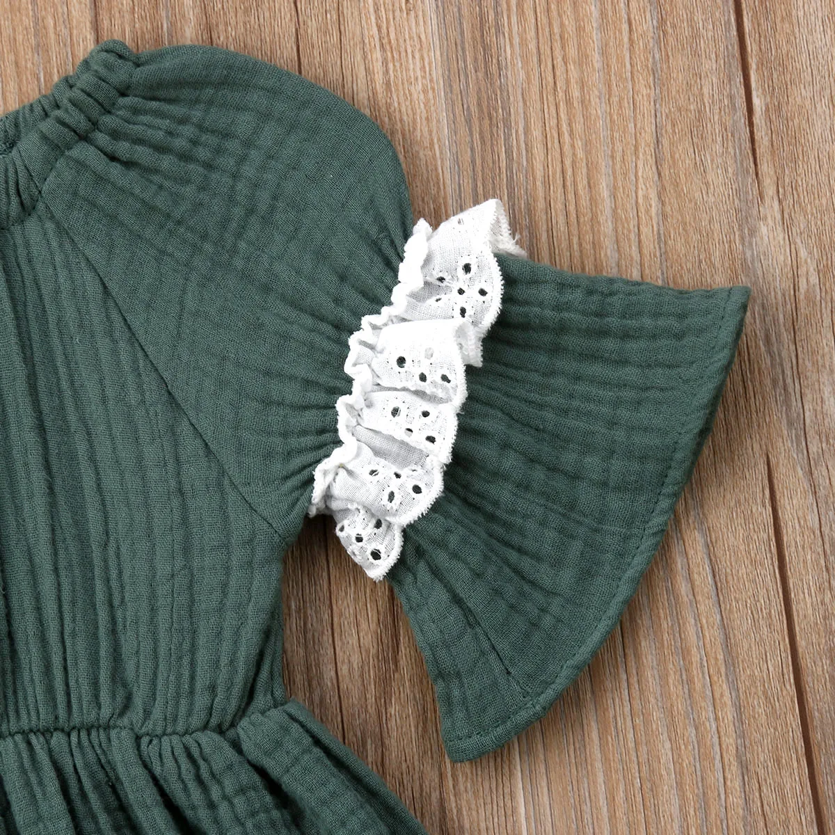 Fashion Lace Toddler Kids Baby Girls Cotton Linen Princess Half Sleeve Dress Clothes Cute Casual Solid 6M-4Y Dresses | Детская одежда и