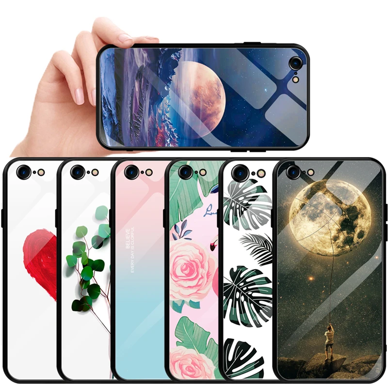 Чехол из закаленного стекла с сердечками для iPhone X XS Max XR милый защитный чехол