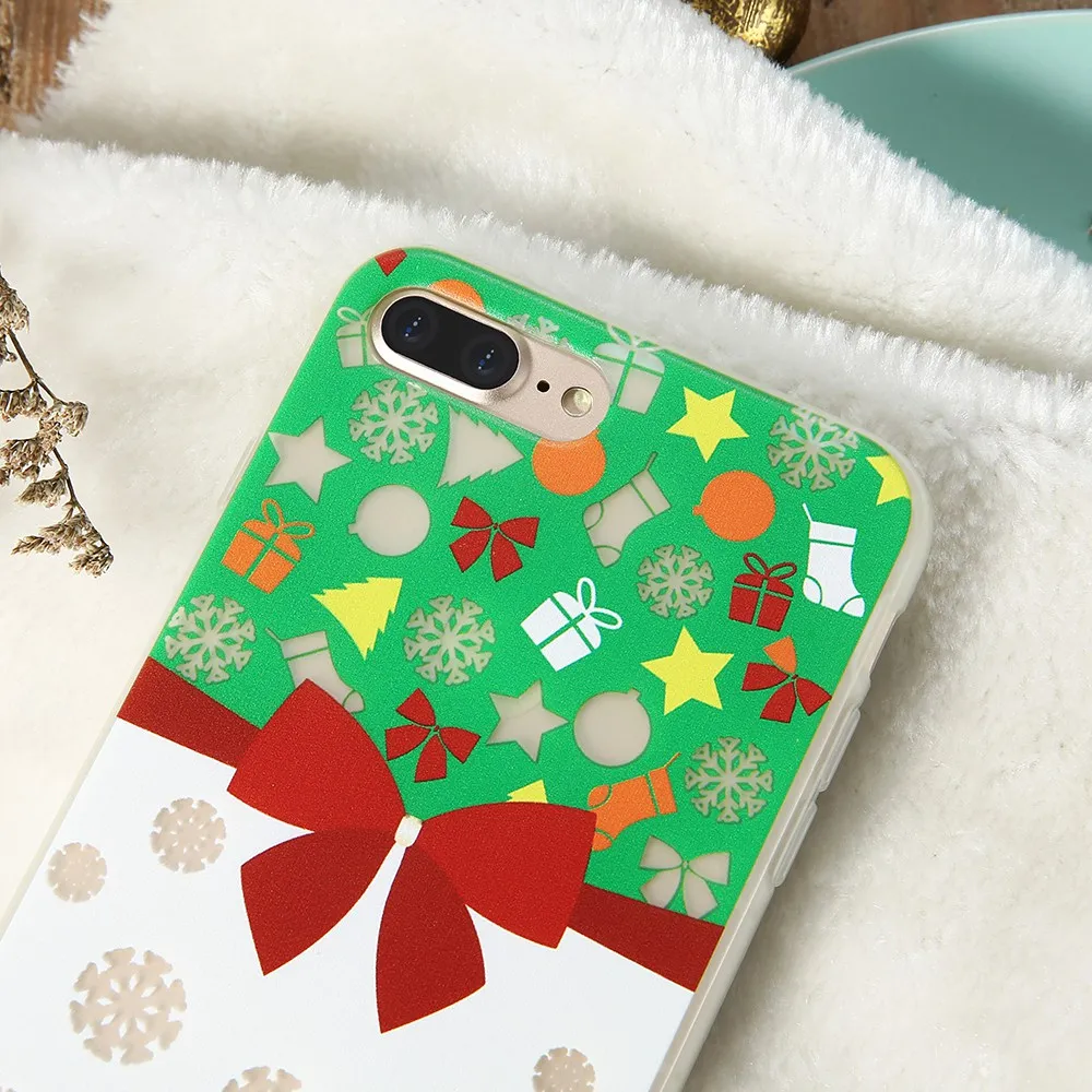 Чехол KISSCASE с рождественским узором для iPhone 6s 6 7 8 Plus светящиеся мягкие силиконовые