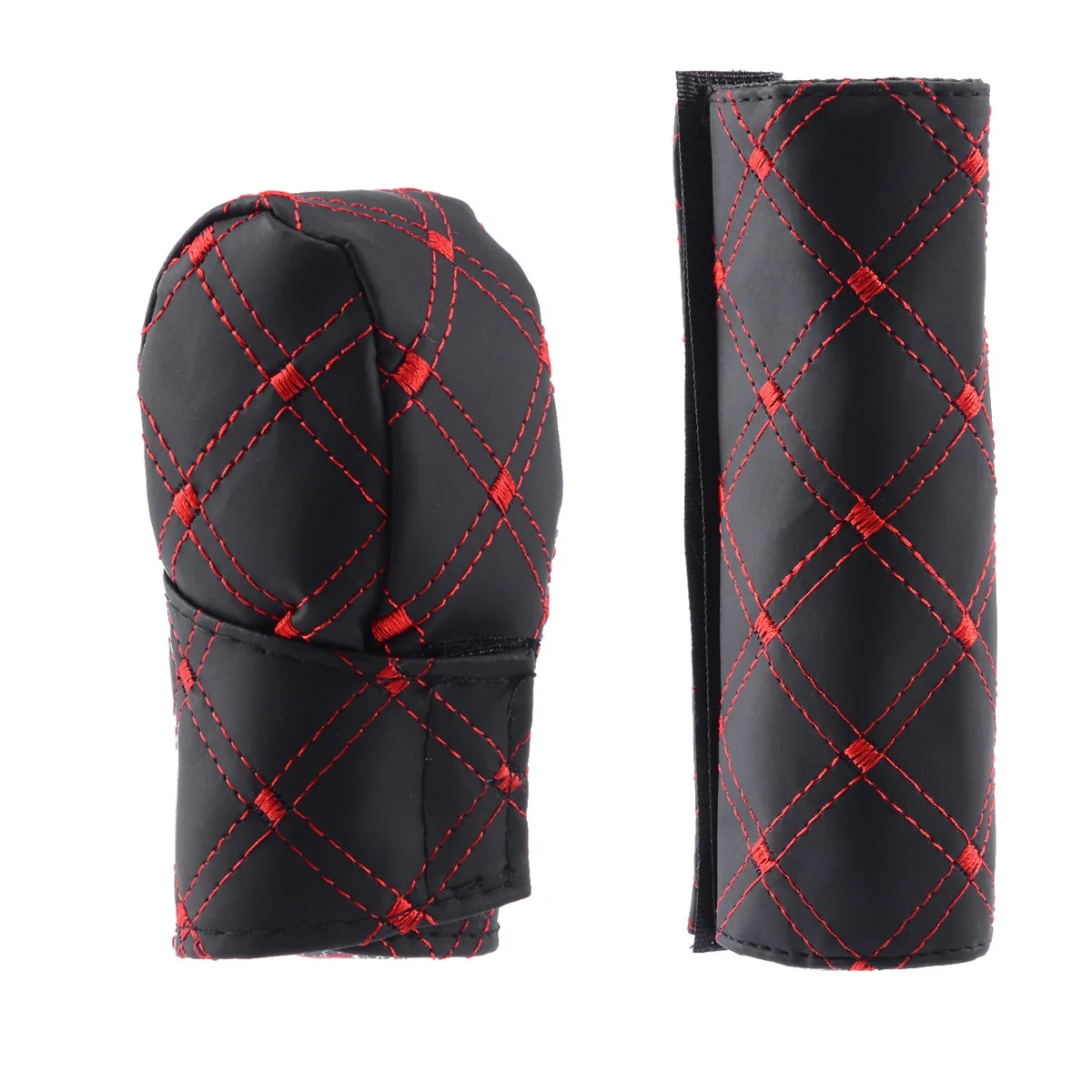 Universal 2Pcs/set Red Car Faux Leather Gear Shift Knob Hand Brake Cover Sleeves Hot Sales | Автомобили и мотоциклы