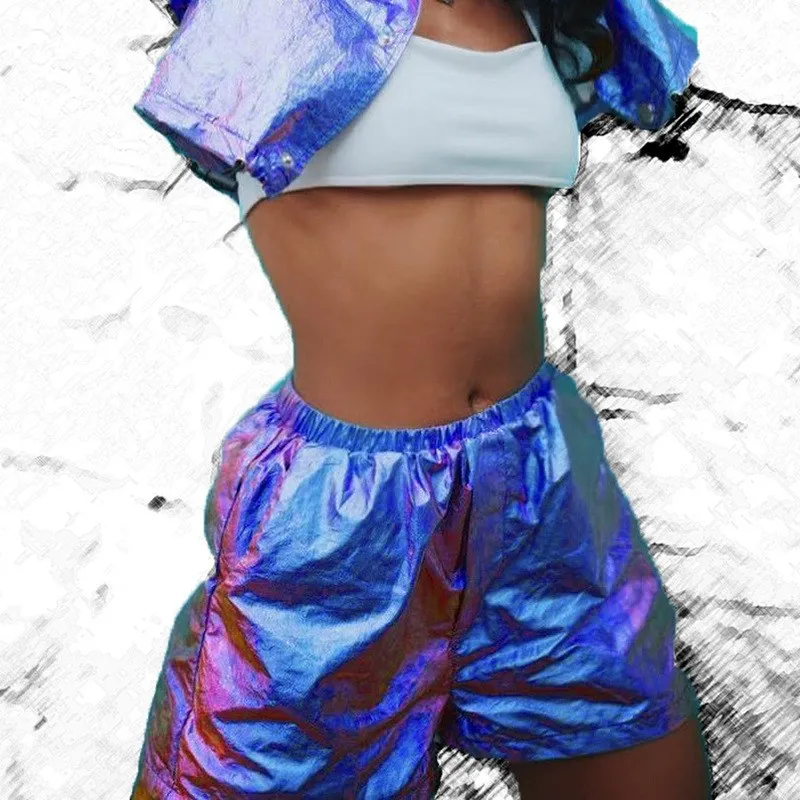 Женские джинсовые шорты с высокой талией эластичные для клуба и вечеринки лето