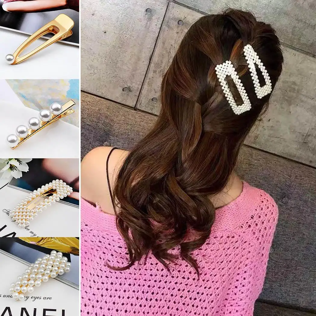 New Womens Fashion Artificial Pearl Hair Wedding/Party/Casual Clip Head As the picture shown Piece | Красота и здоровье