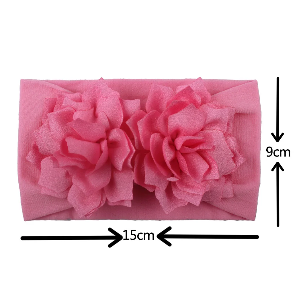 Girls Two Flowers Hairband Children Lovely Soft Turban Elastic Hair Bands Newborn Kids Headband Nylon Headwears Accessories | Детская
