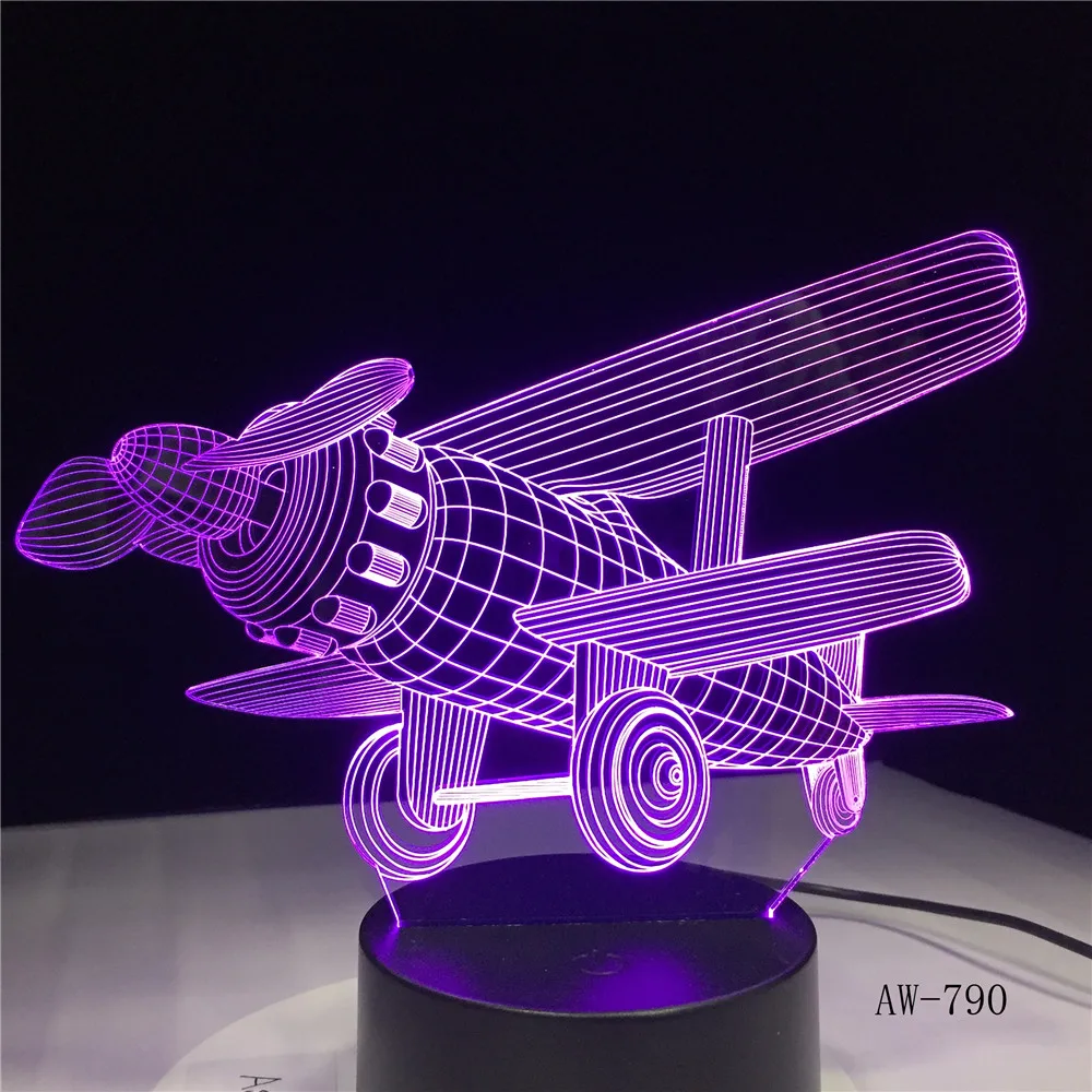 Glider Plane 3D Светодиодная лампа 7 цветов сенсорный выключатель маленький ночник
