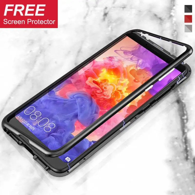 Для huawei mate 20 X P20 Pro Магнитная поглощение металла закаленное стекло задняя крышка |
