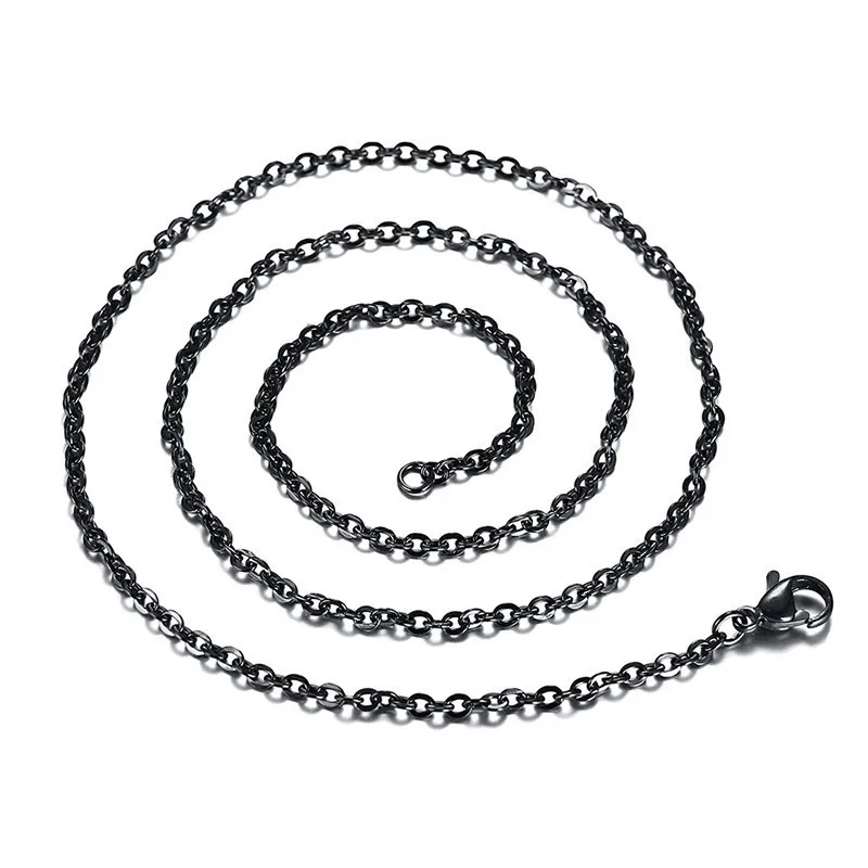 

Vnox 2.4mm Stainless Steel O Chain Necklace Black Color 50/60cm