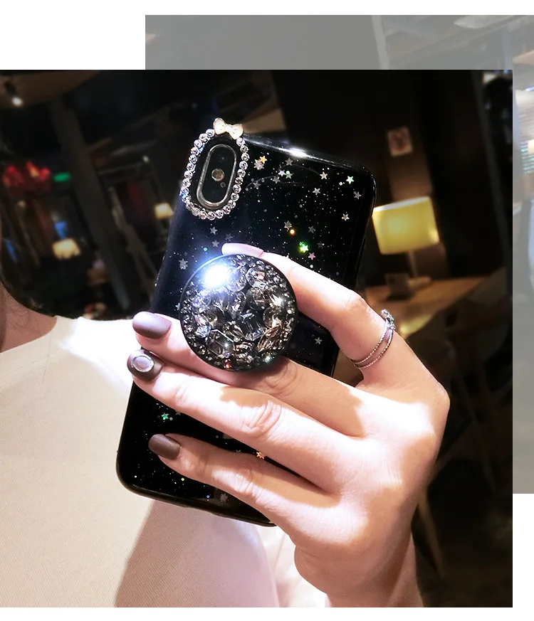 Телефонный чехол с держателем для кристаллов Twinkle Stars для iPhone13 11 12Pro XS MAX 78PLUS 6s SE2020, мягкий чехол из TPU с защитой Jelly Body Shell Protection.