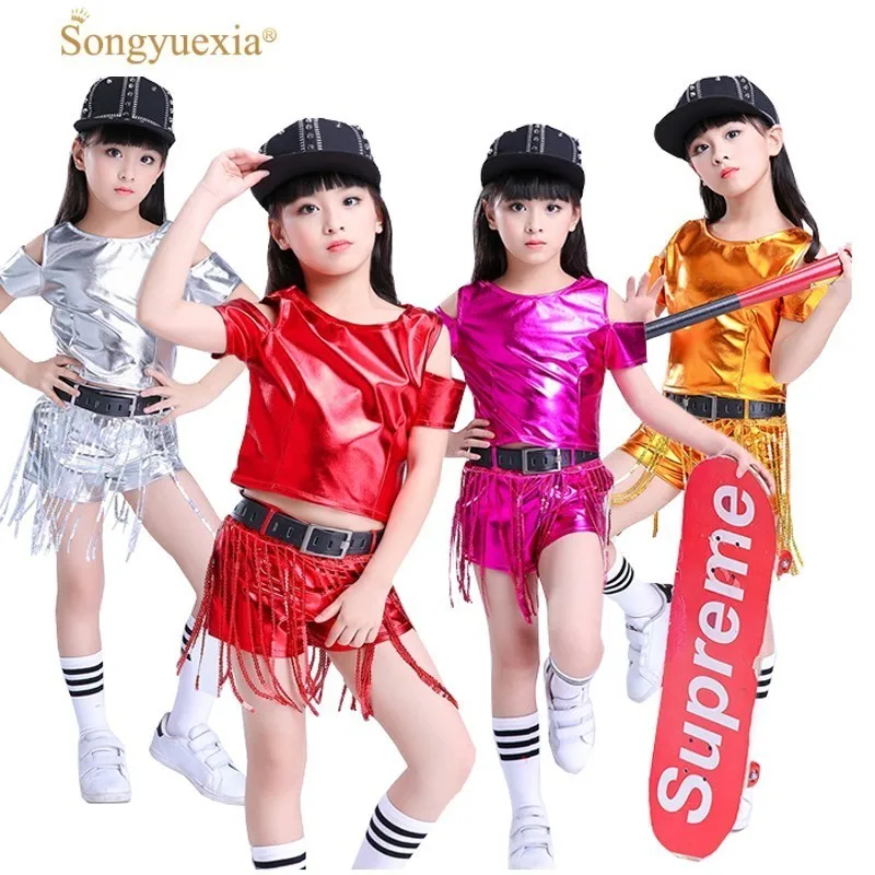 

Children Party Dance Costumes Jazz Sequined hip-hop Dance modern Kids Dancewear Competitions Performance Stagewear 4colors