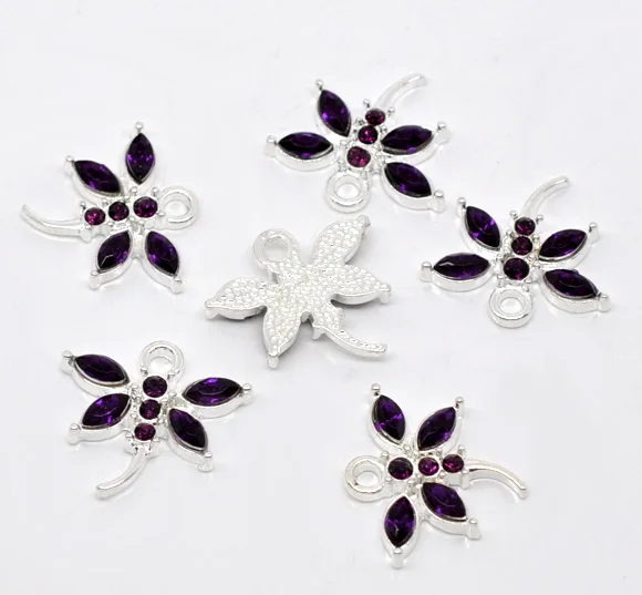 Lovely 10 SP Rhinestone Dragonfly Charm Pendants 20x19mm (B10989) | Украшения и аксессуары