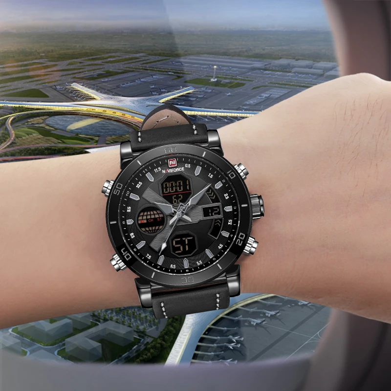 Часы NAVIFORCE мужские армейские спортивные водонепроницаемые светодиодный