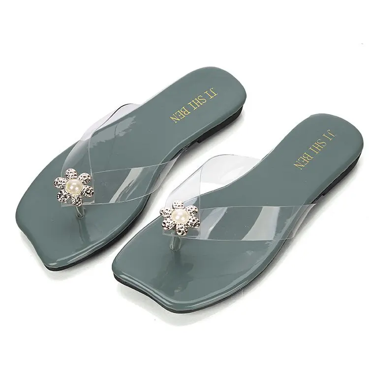 35 40 женские сланцы прозрачные с цветочным рисунком летние пляжные дизайнерские