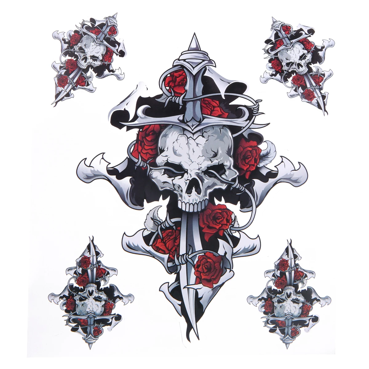 

1 pcs Red Rose Skull Self-adhesive Sticker Decal for Motorcycle Motorbike Stickers