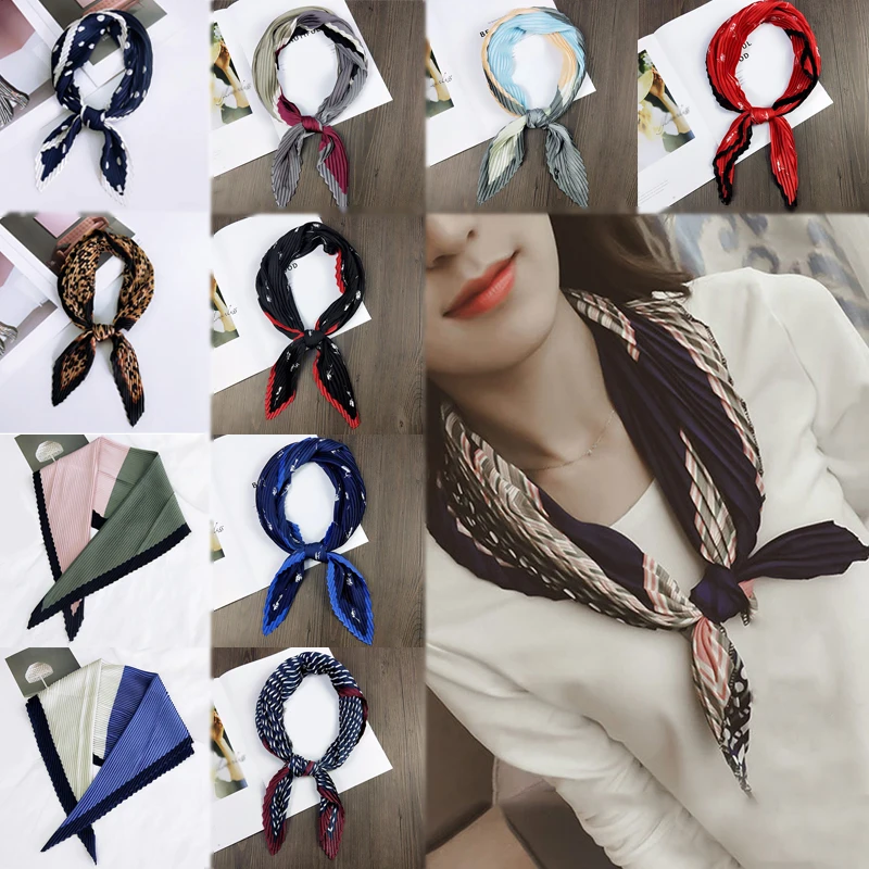 

Soft Print Dot Comfortable Square Airline Hostess Crumple Foulard 1PC Handkerchief Silk Small Neck Scarf Bandana Crinkle