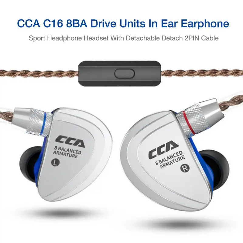 CCA C16 8BA приводные устройства в ухо наушники 8 сбалансированные арматурные HIFI для