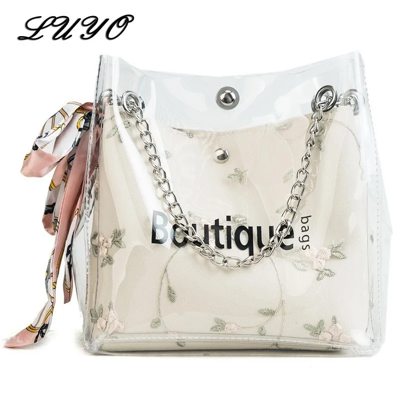 2019 летний прозрачный маленький желеобразный шарф мешок песчаный пляж сумки