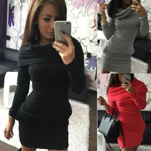 Womens Party Hooded Hoody Sweatshirt Long Sleeve Slim Bodycon Hoodies Mini Dress | Женская одежда