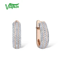 vistoso gold earrings for women 14k 585 rose gold sparkling luxury diamond wedding band engagement elegant trendy fine jewelry
