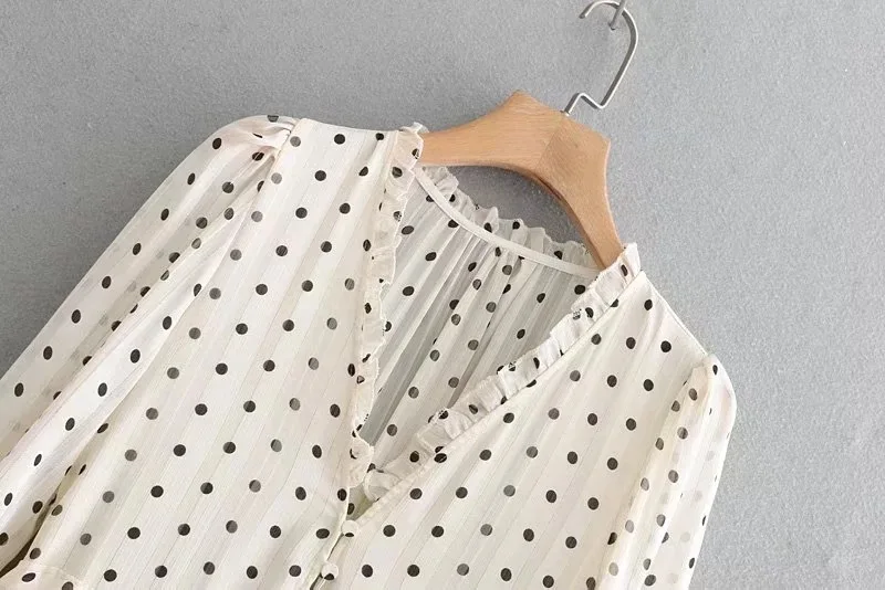 

Dot Women's Tiered Dress 2020 New Spring Autumn Vintage V Neck Lantern Sleeve Long Woman Dresses Female Boho Chic Vestido Oodji