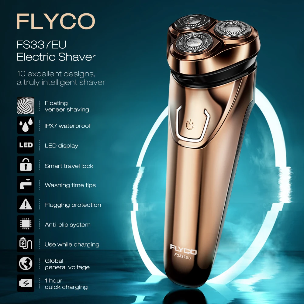 FLYCO FS337 электробритва 3D плавающая Вращающаяся бритва Мужская моющаяся